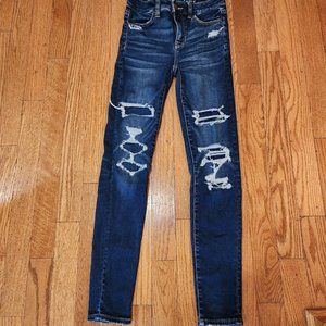 AMERICAN EAGLE OUTFITTERS Distressed Ripped Denim Jeans Size 00 Reg